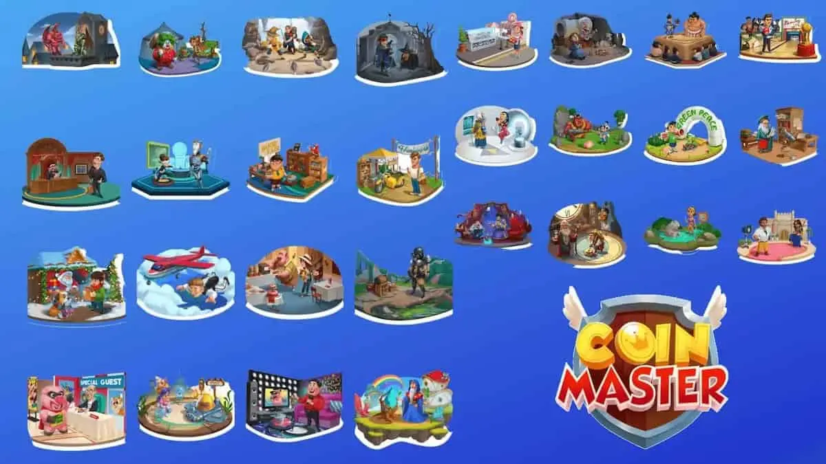 All Boom level villages in Coin Master